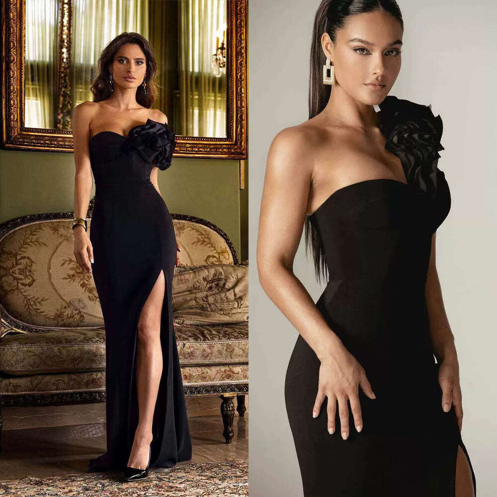 Gorgeous Evening Dresses Straight Appliques Split Sleeveless Backless Prom Gown Party Dress Vestido De Noite Custom Made