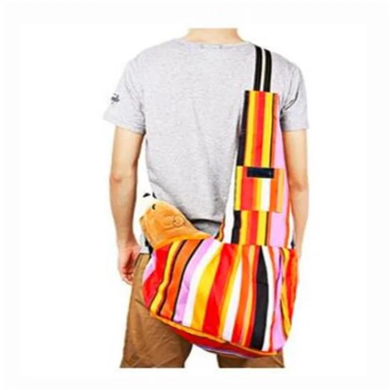 Striped Small Dog Pet Cat Sling Carrier Bag Adjustable Single Shoulder Bag Outdoor Pet Carriers Dog Kittens Puppy Carrier Travel