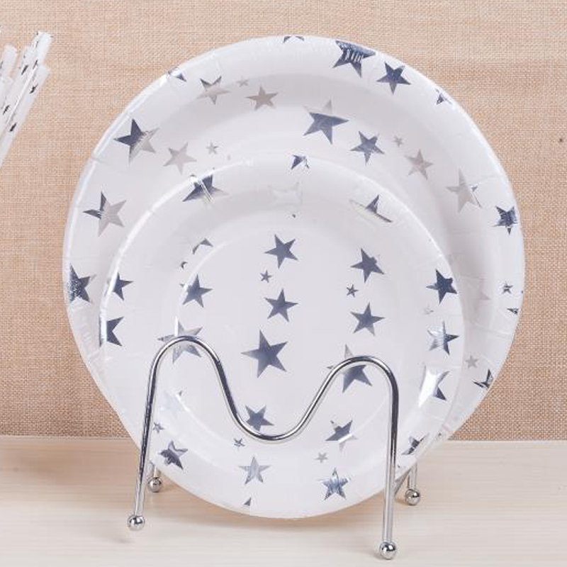 Hot sale disposable paper discs paper tableware party supplies hot stamping discs 100 pieces each