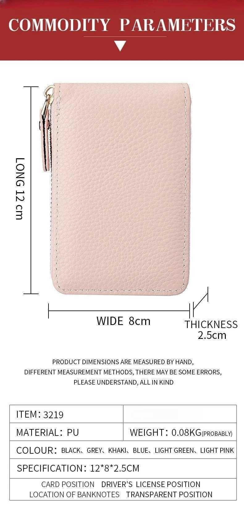 Solid Color Lichee Pattern Short Wallet Zipper Around Coin Purse Womens Holder Z250527
