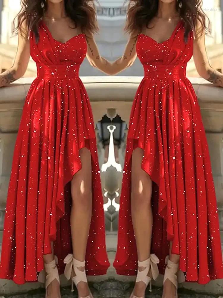 Casual Dresses Sexy Women Elegant Red Cocktail Party Evening Chic Gala Graduation Luxury Formal Occasion Bridesmaid Gown Dress Clothes