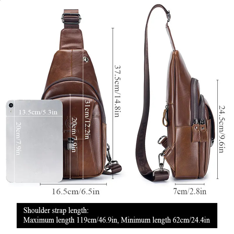 SCHLATUM 100% denim leather casual fashion cross body chest bag mens leather shoulder bag multifunctional mobile phone bag 240907