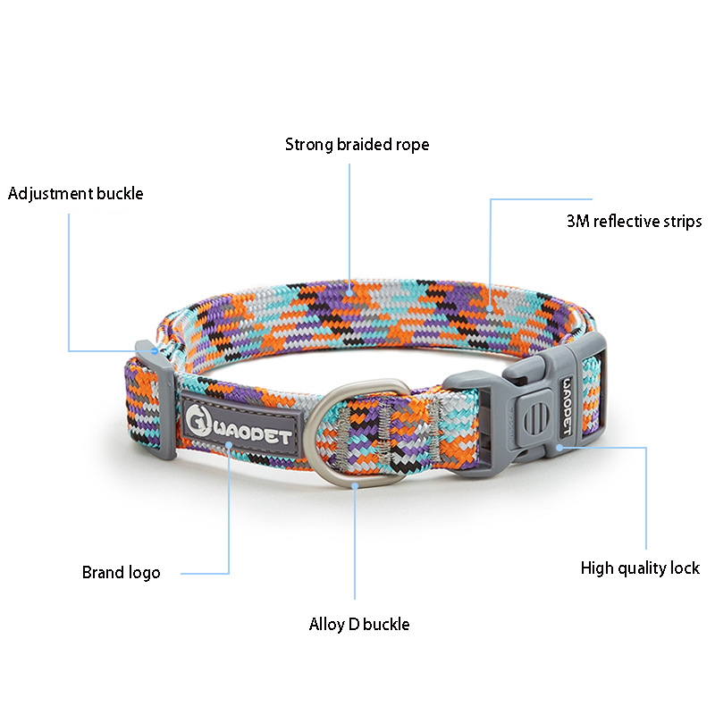 Nylon Dog Collar Adjustable Reflective Pet Collars with Metal Buckle and Quick Release Buckle Large and Medium Dog Pet Collars