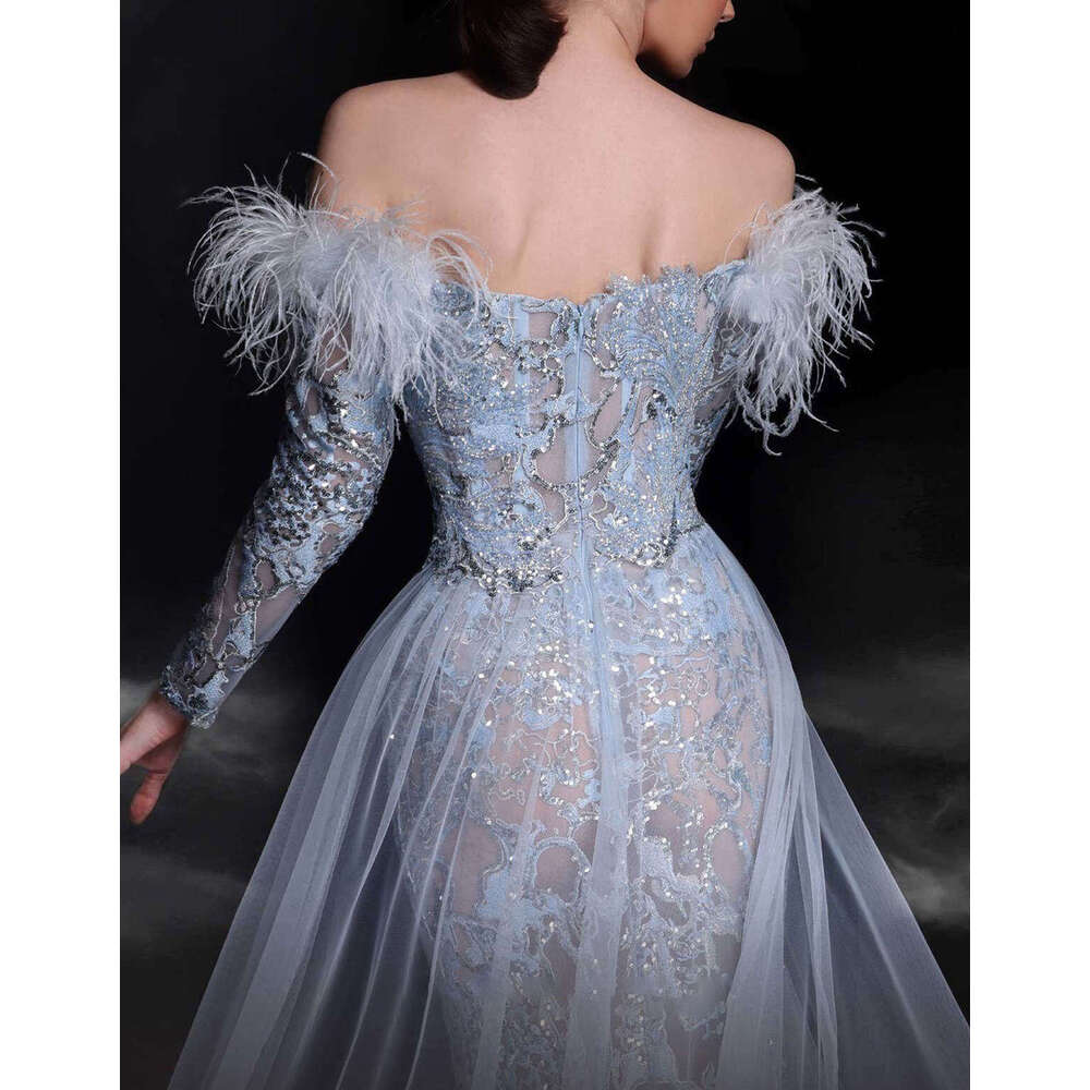 Unique Evening Dresses Straight Strapless Appliques Sequins Hand -Made Prom Gown Party Dress Vestido De Noite Custom Made 0228Lz