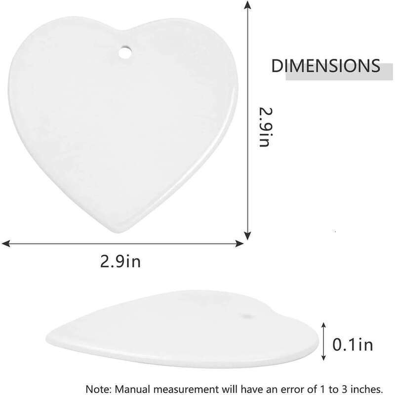 Blank Sublimation White Inch 3 Chirstmas Engaged Customized Ornament Round Heart Circle Star Shape Ceramic Xmas Tree Decor Hangtag Sxjun26