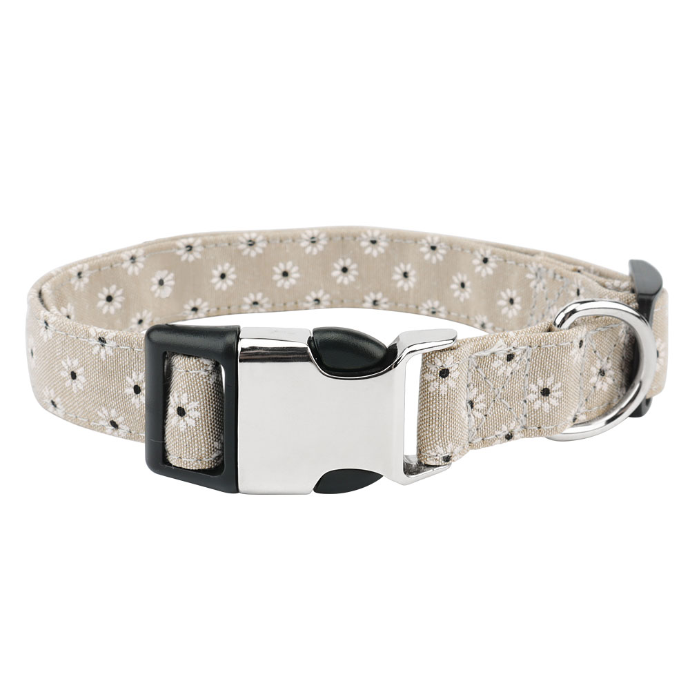 Newest Cute Dog Collar Floral White Daisy ,Adjustable Printing Pet Collar with Metal Buckle for Dogs and Cats Pet Accessories