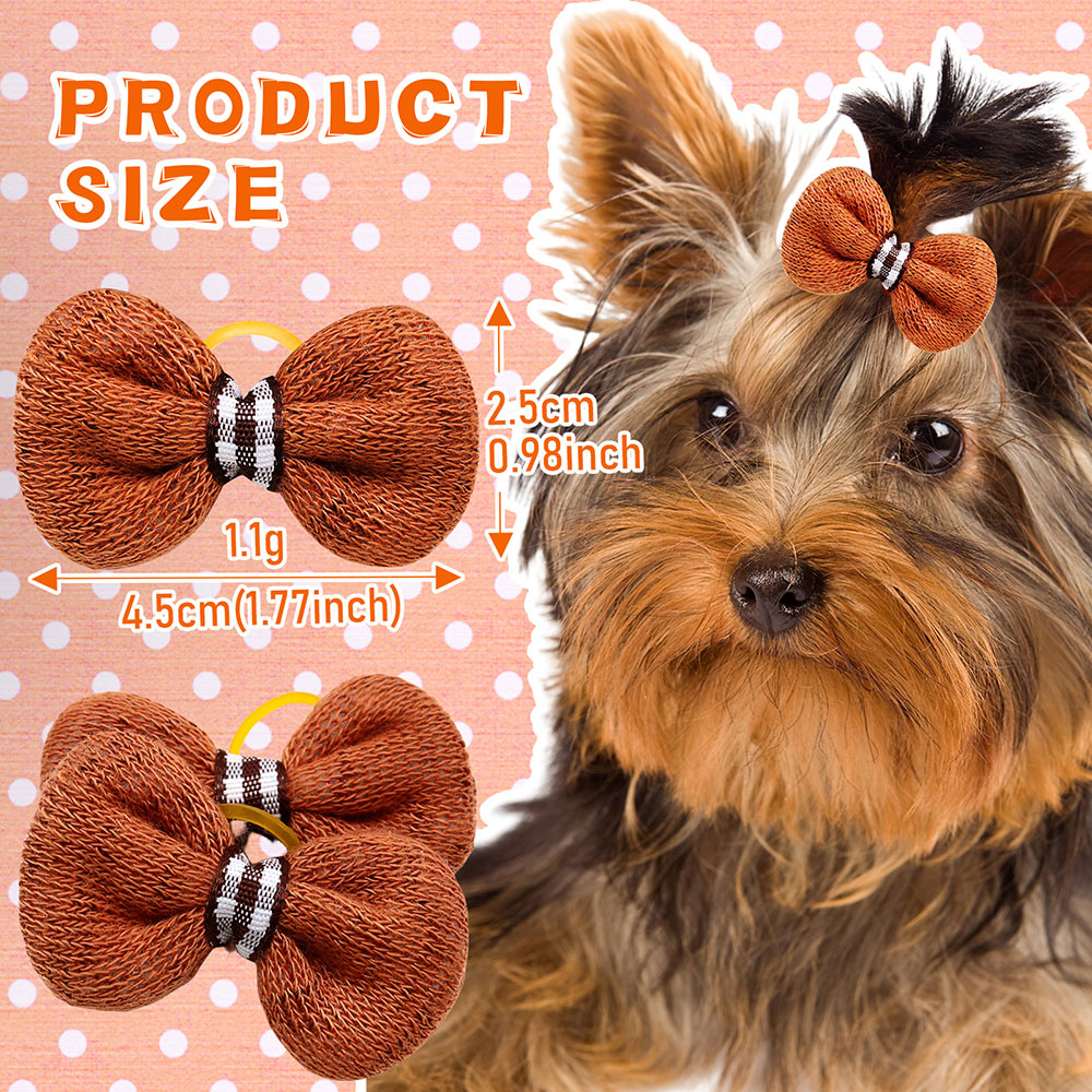 10PCS Pet Dog Decorate Products Small Dog Bows Rubber Bands Hair Bowknot For Dog Handmade Cat Dogs Hair Accessories