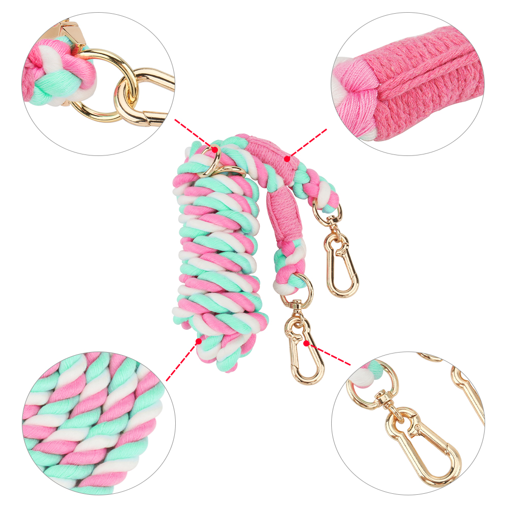 Dog Leash Handmade Braided Rope, 250cm Strong Cotton Rope Dog Leashes Heavy Duty Leash for Small Medium Large Dog Walks Training