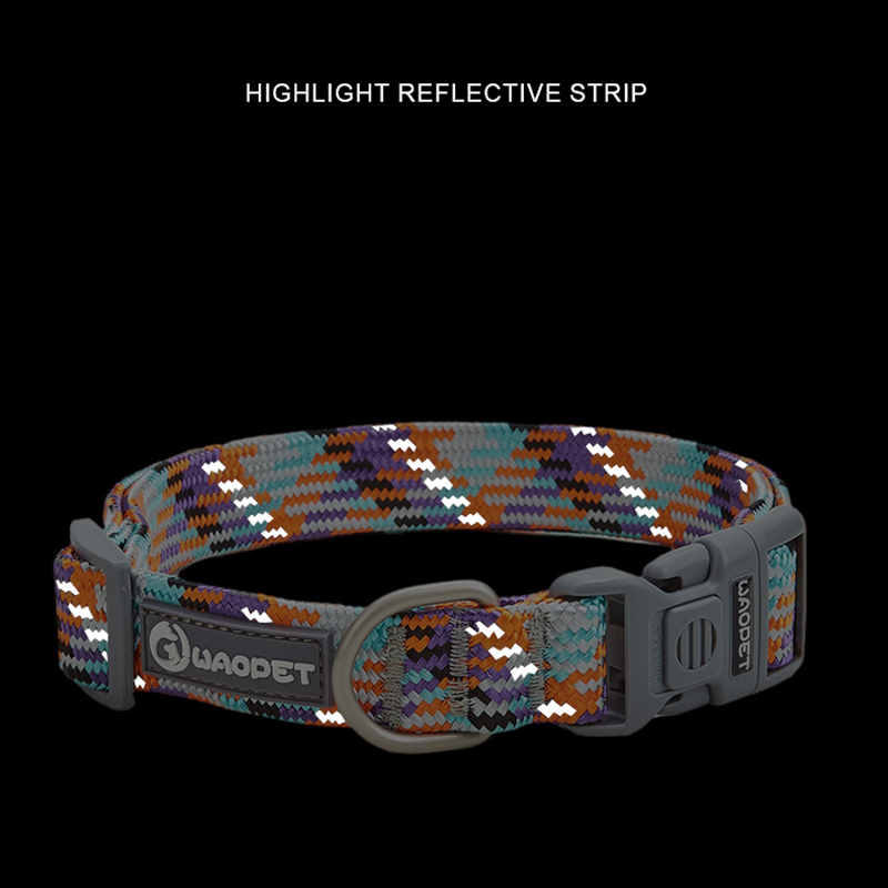 Nylon Dog Collar Adjustable Reflective Pet Collars with Metal Buckle and Quick Release Buckle Large and Medium Dog Pet Collars
