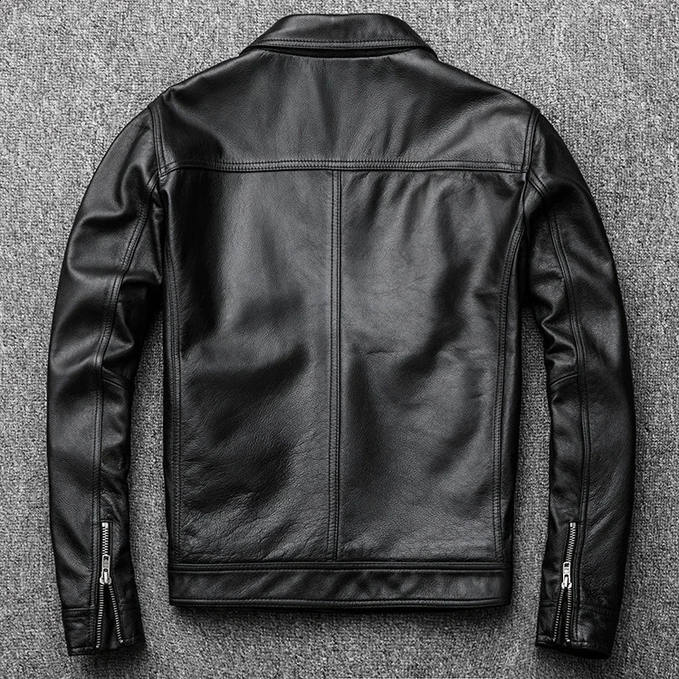 Free delivery. 7XL genuine leather jacket. Winter casual black mens cowhide clothes. Quality plus size leather coat 240910