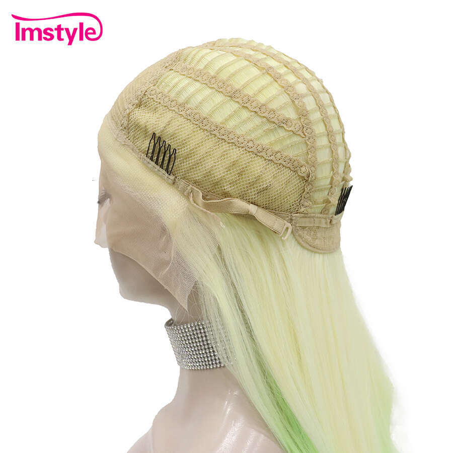Imstyle Ombre Synthetic Front Light Green For Women Straight Hair Lace Wigs Party Wig High Temperature