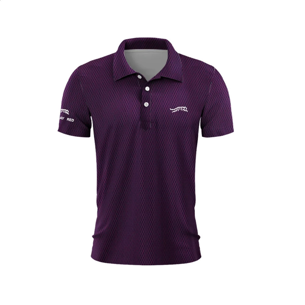 Tiger Woods Golf Sun Day Red Dense Polka Dot Mens Summer TShirt Top Quick Dry Club Button Polo Shirt 240910