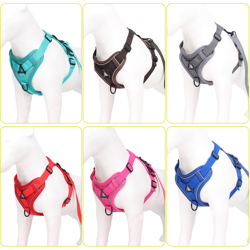 Reflective Nylon Dog Harness with 1.5m Leash Set No Pull Adjustable Medium Large Dogs Vest for Chihuahua Puppy Clothes for Pet