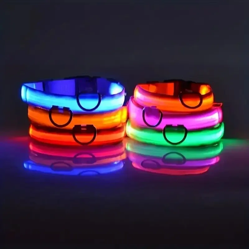 Light Up LED Dog Collar Safety Night Walking Flashing Glow In The Dark LED Pet Dog Battery Collar Small Medium Large Dog