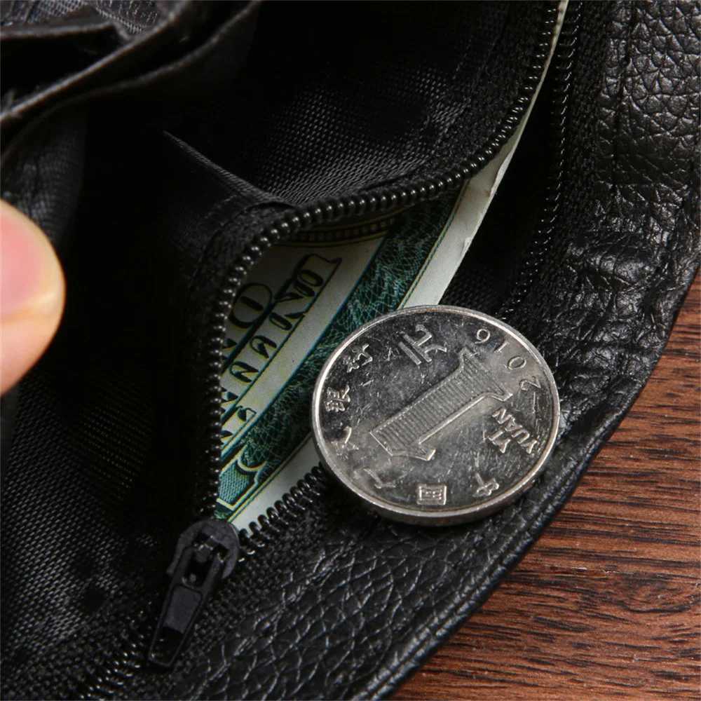 High capacity mens leather wallet with multiple card slots ID card holder coin wallet fashionable commercial wallet Z250411