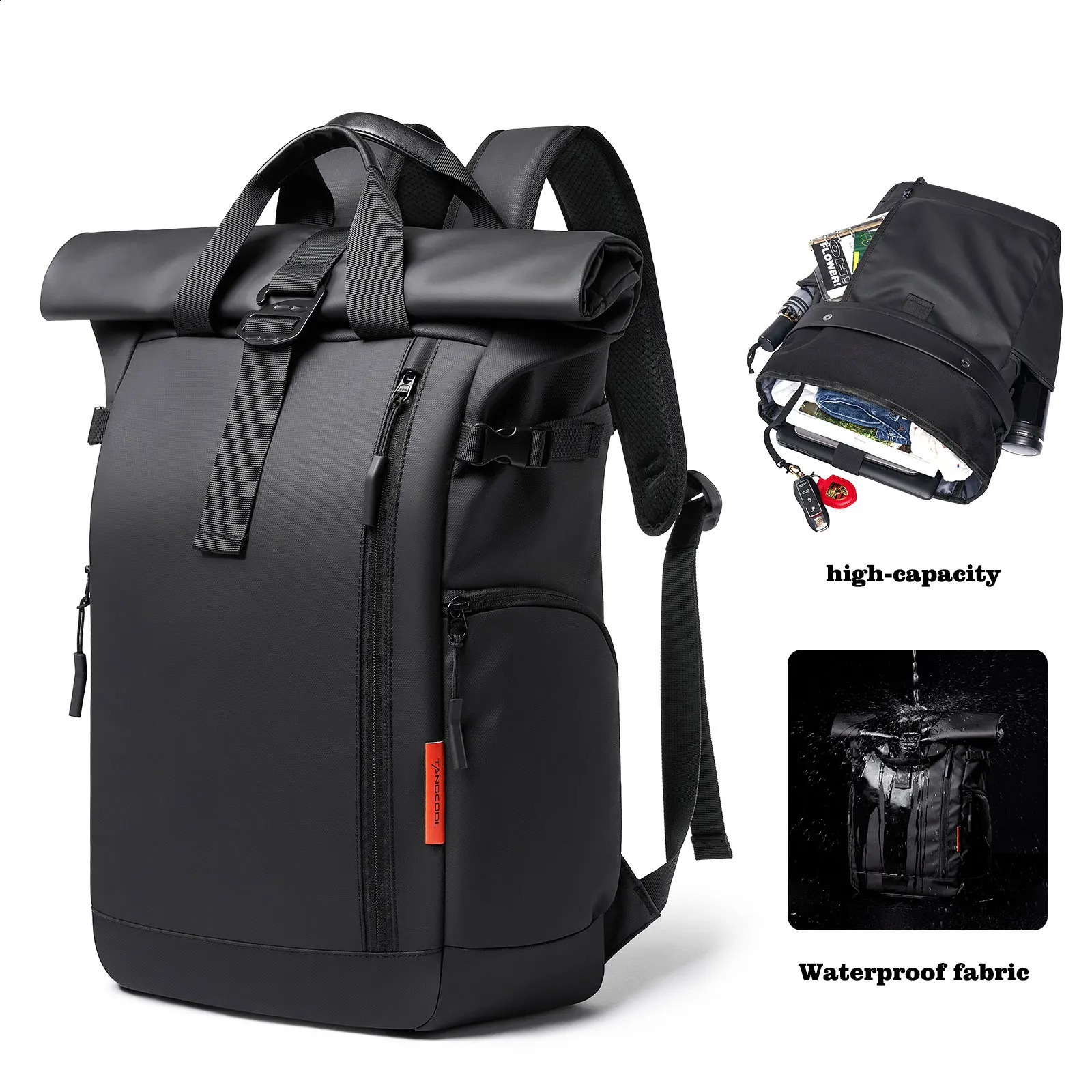 Backpack mens fashionable computer backpack student backpack large capacity travel bag waterproof Oxford cloth bag mens backpack 240907