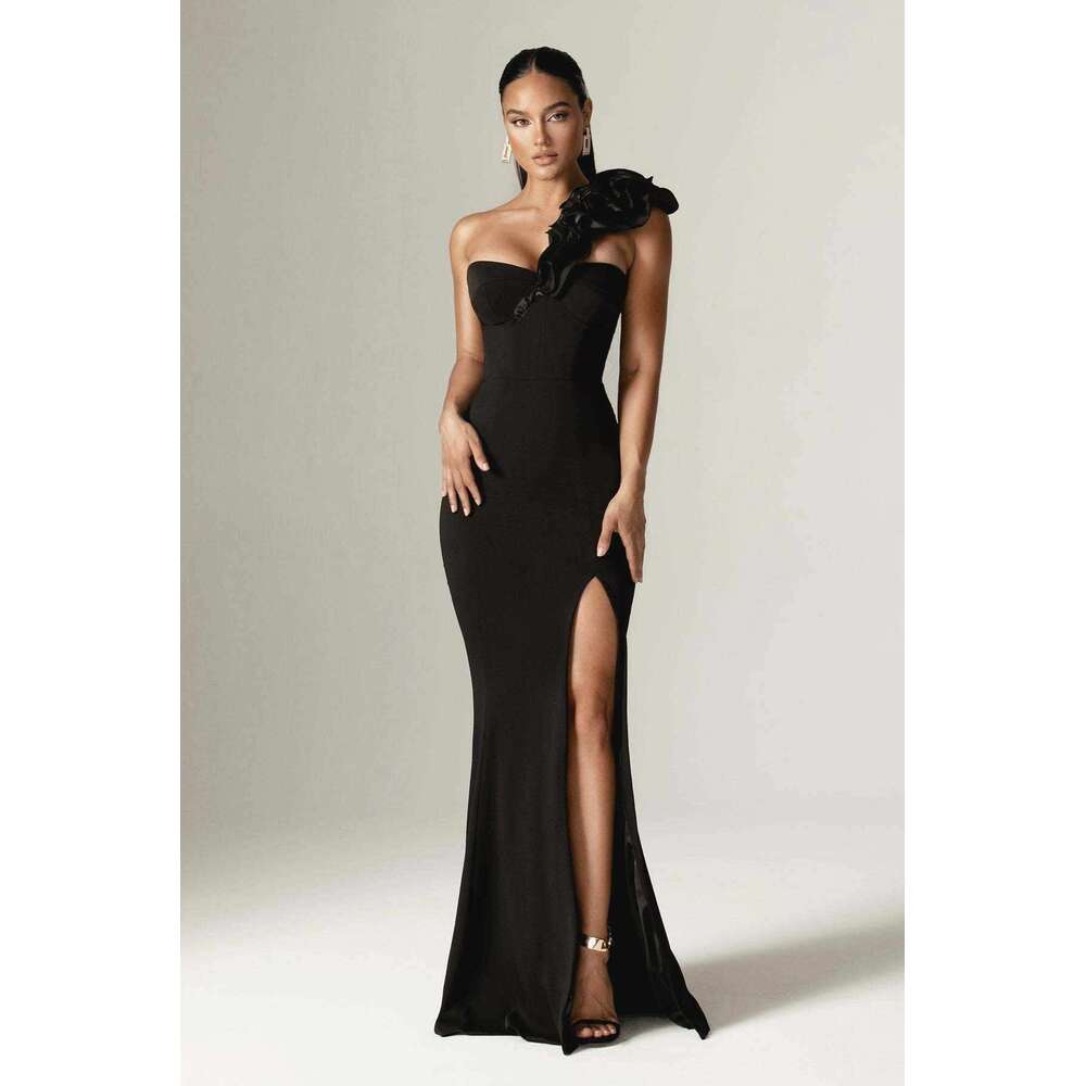 Gorgeous Evening Dresses Straight Appliques Split Sleeveless Backless Prom Gown Party Dress Vestido De Noite Custom Made