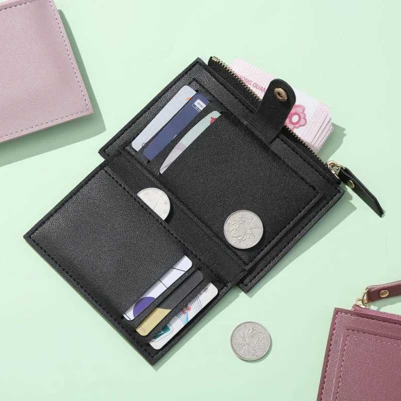 Fashion womens wallet leather womens wallet mini solid multi card holder coin short wallet ultra-thin small wallet zipper Z250411