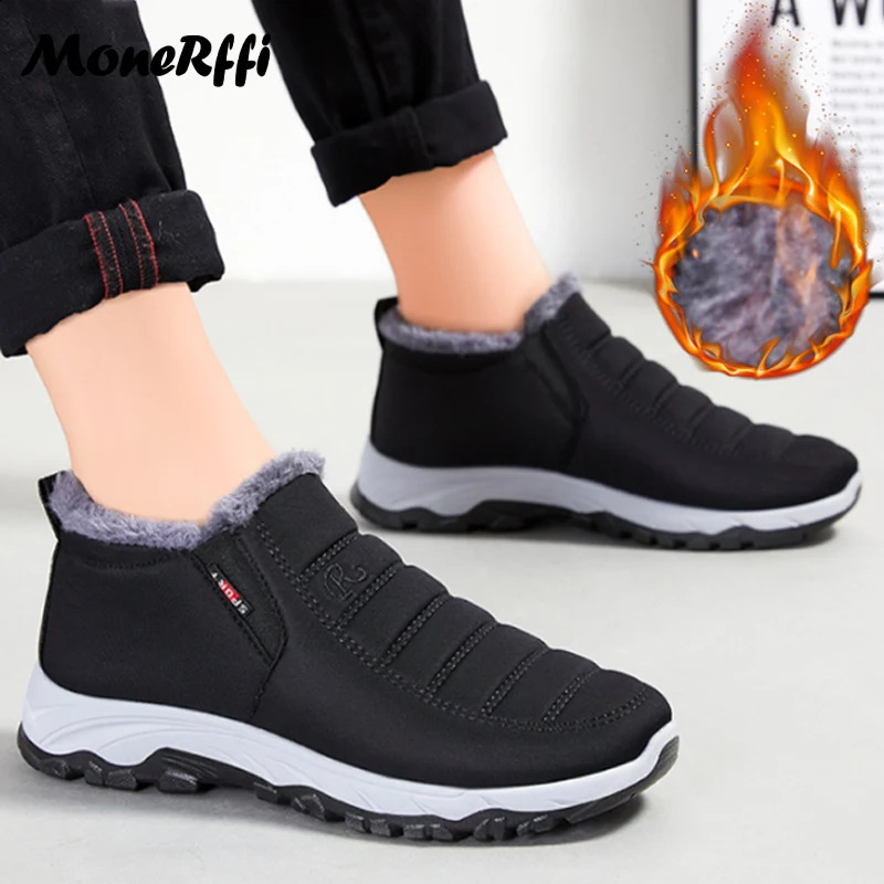 Winter snow boots mens plus size mens shoes warm fur mens shoes unisex ankle boots waterproof shoes mens shoes work shoes 240909