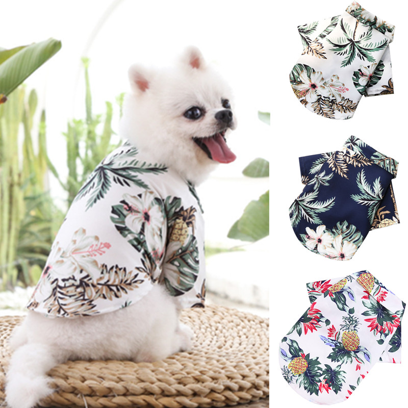 Hawaiian Beach Style Dog T-Shirts Thin Breathable Summer Dog Clothes for Small Dogs Puppy Pet Cat Vest Chihuahua Yorkies Poodle