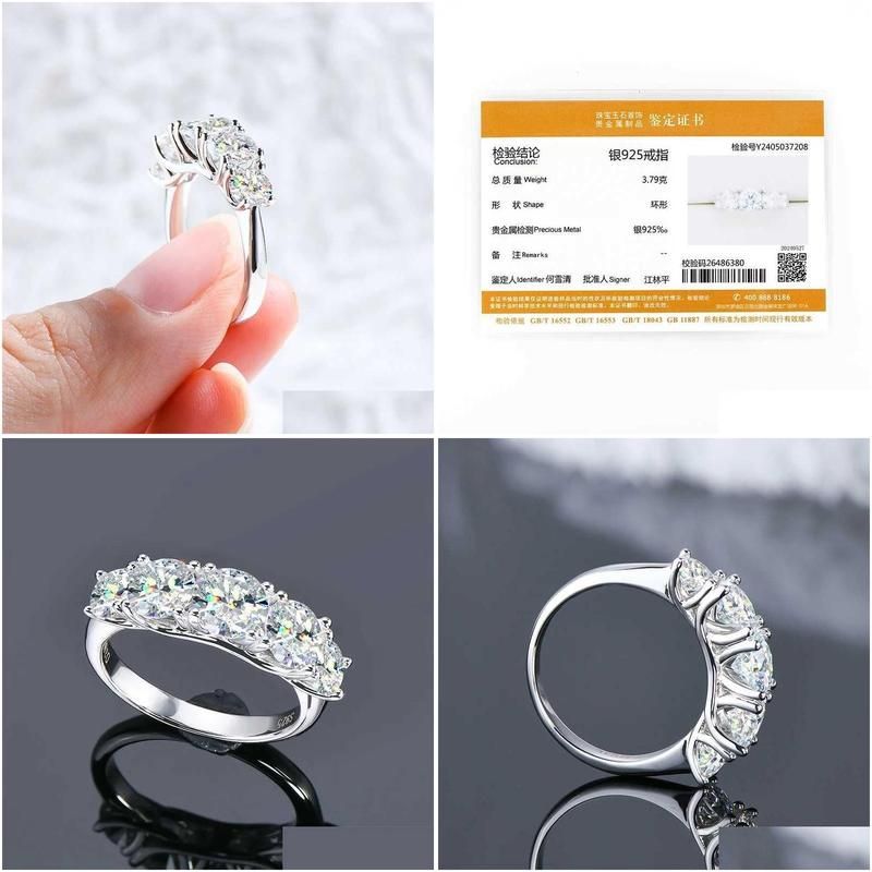 Elegant Moissanite Ring: Gold Plated Iu D3.6Ct Jewelry 4