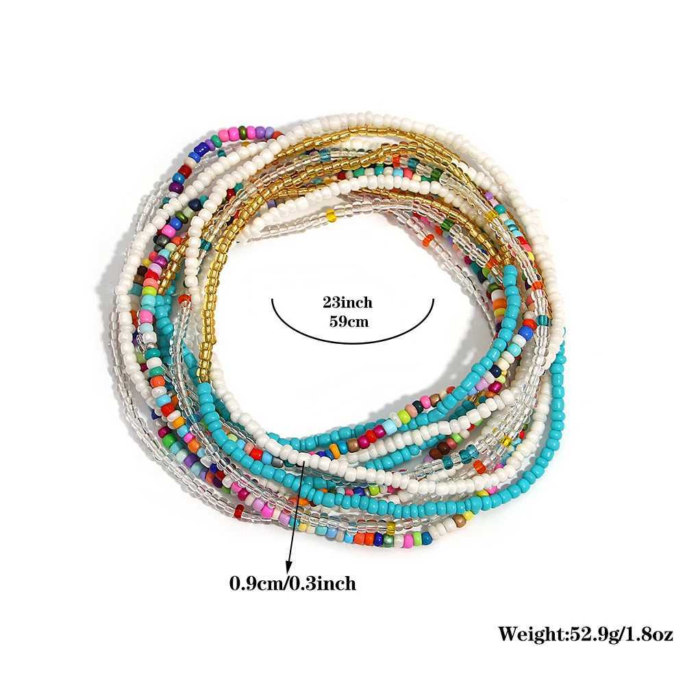 AENSOA Bohian Colorful Seed Beads Multi-layer Waist Chain Women Handmade Beaded Belly Chains Summer Beach Body JewelryXJ250224