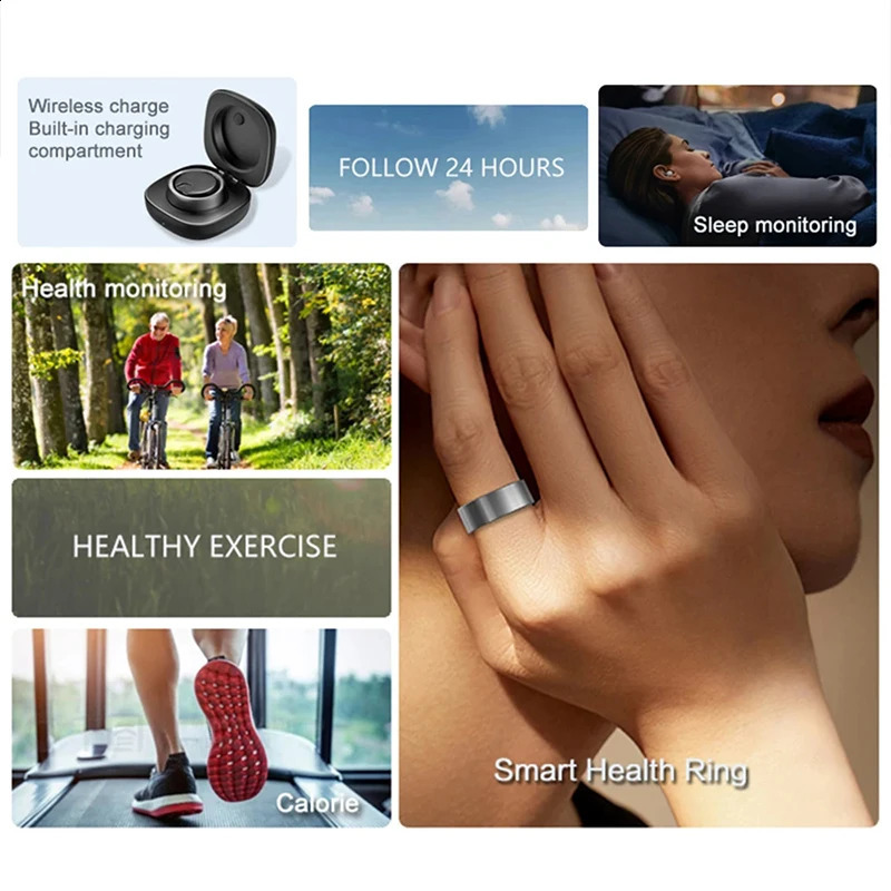 smart ring health monitor suitable for men women thermometers blood pressure heart rate sleep monitors IP68 iOS Android waterproof 240911