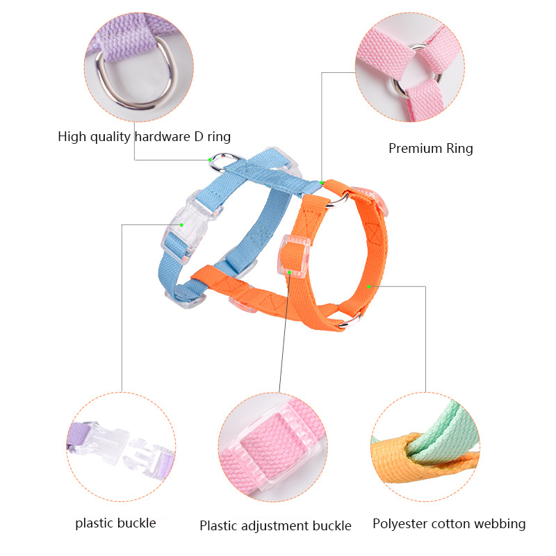 I-shaped Dog Harness with Matching Dog Leash, Polyester-cotton Pet Harness and Leash Set for Small To Medium Dogs Walk Outdoors