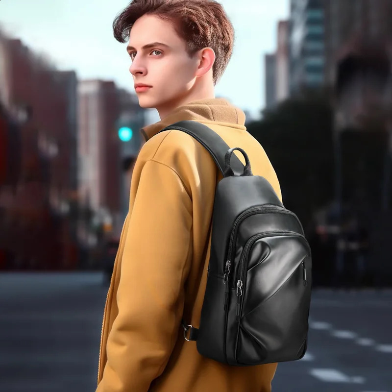 Mens chest bag cross body casual waterproof Oxford cloth small backpack high-capacity personalized trendy shoulder bag 240907