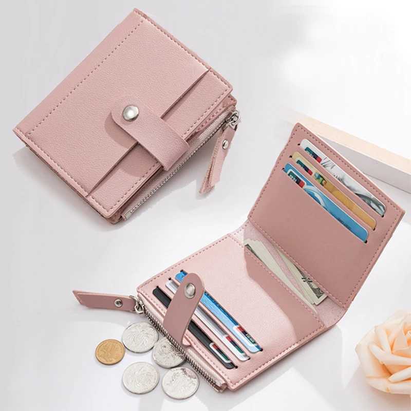 Fashion womens wallet leather womens wallet mini solid multi card holder coin short wallet ultra-thin small wallet zipper Z250411