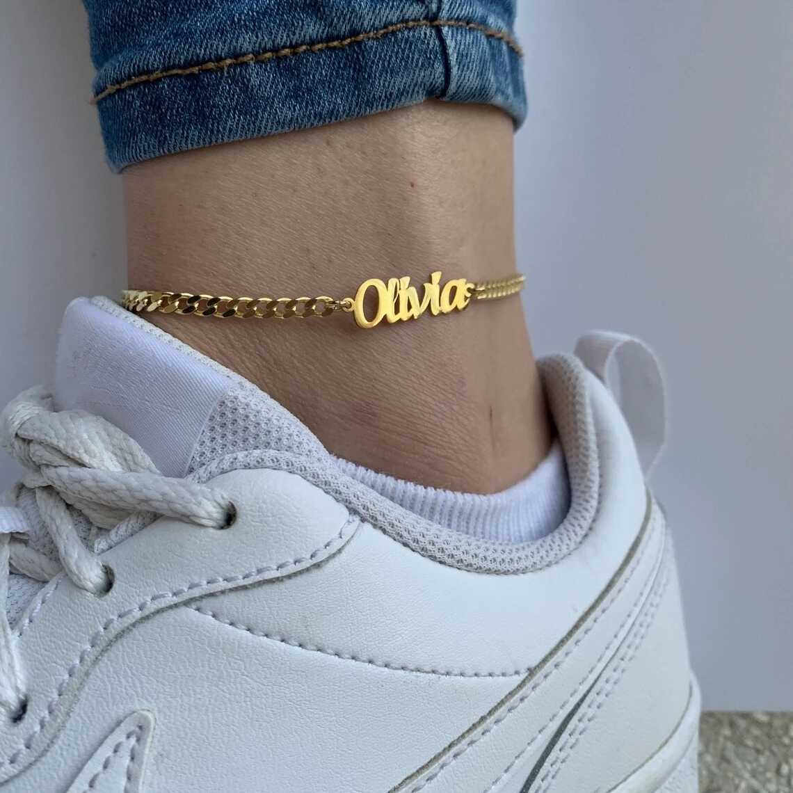 Customized Name Anklet Women Girl Trendy Jewelry Stainless Steel Gold Color Nameplate Ankle Bracelet Handmade Gifts For HerX240910