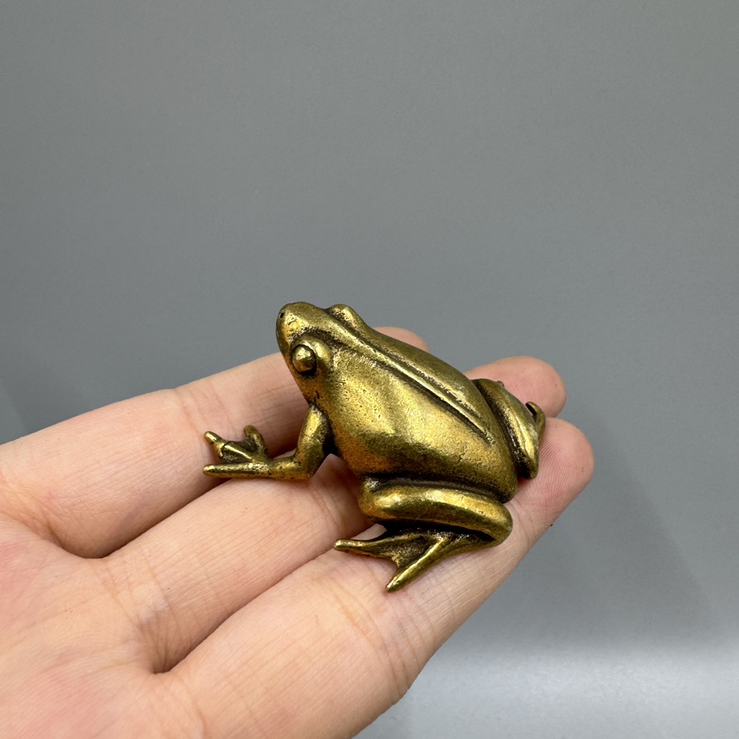 Solid Brass Frog Figurine Small Statue Home Ornament Figurines Collectibles