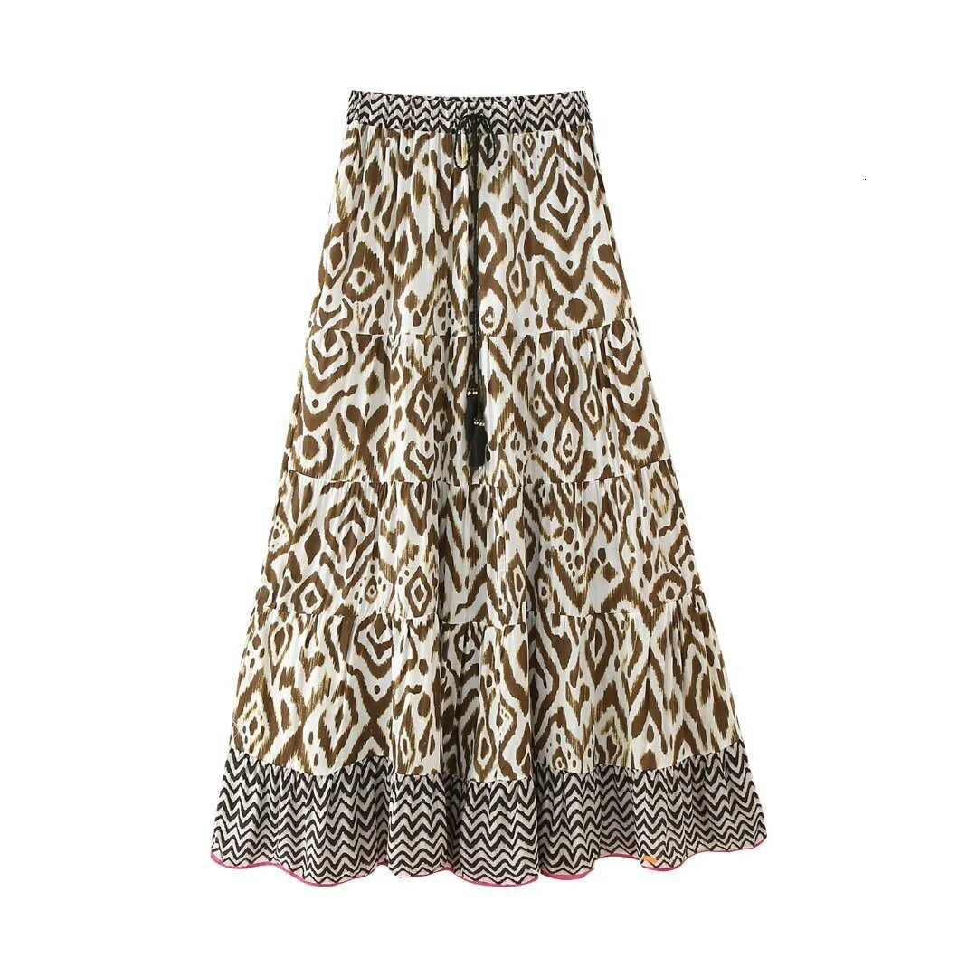 Womens New Style Contrast Embroidered Printed Shirt+skirt Set