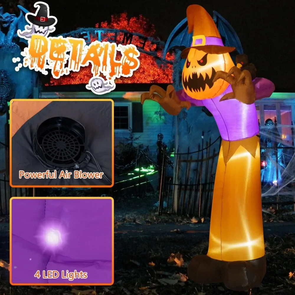 Halloween inflatable scarecrow pumpkin head decoration Halloween blow molding used for indoor and outdoor party garden lawn decoration 240907