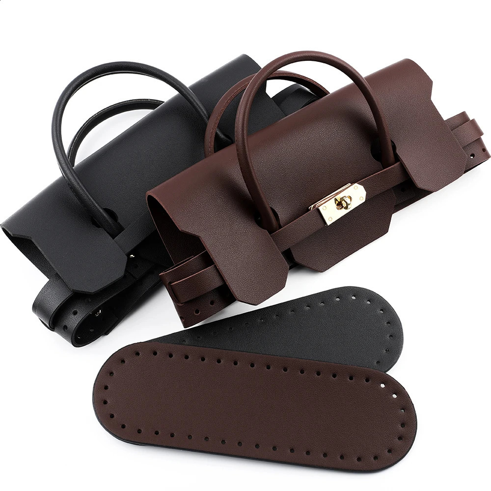 DIY bag set sewn handbag shoulder bag with handmade PU leather messenger bag set with pocket bottom accessories 240907