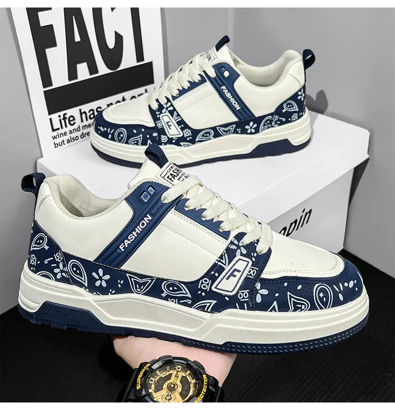 Men Fashion Casual New Breathable Athleisure Comfortable Trendy Versatile White Shoes Blue Free shipping 39-44