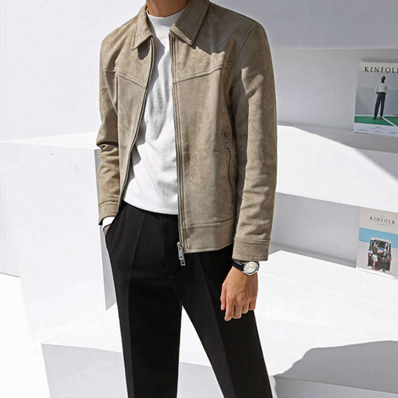 MYQ Men's Spring New Korean Edition Loose Trendy Casual Suede Short Collar Work Jacket