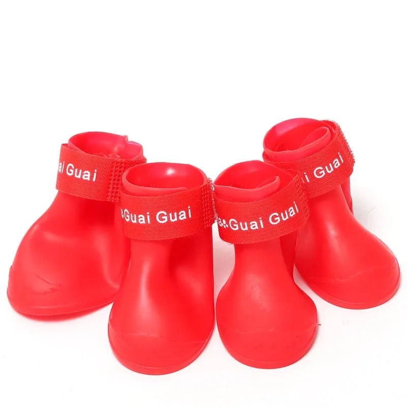 4Pcs/Set Pet Dog Rain Shoes Anti Slip Waterproof Cat Shoe Rubber Boots for Outdoor Footwear Socks Pet Accessories