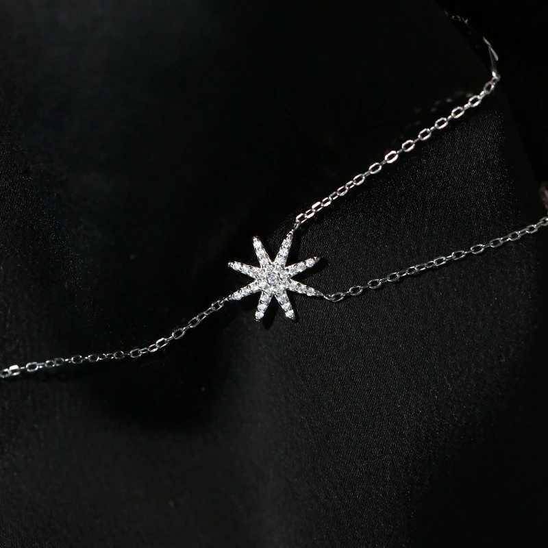 New 925 Sterling Silver Eight pointed star Pendent Necklace For Women Charm Choker Boho Fashion Wedding Party JewelryXJ250114