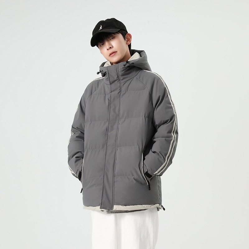 Winter Parkas Coats Hooded Collar Thick Striped Loose Padded Cotton Warm Casual Thick Snow Fashion Outwear Windproof Coat Jacket High Quality Black Gr