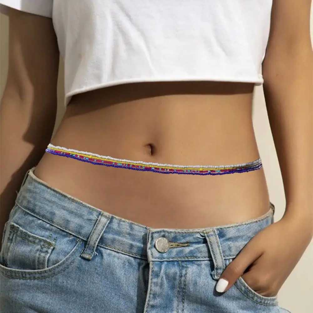 Style Bohemian Waist Chain Body Jewelry Rice Bohemian Bead Waist Chain Metal Body Chain Waist Jewelry Bead Belly ChainX2409