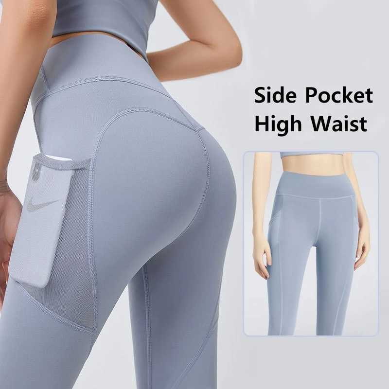 Yoga Pants Womens Seamless Yoga Pants Gym Fitness Leggings Female Sport High Waist Mesh Pocket Running Sports Leggings Workout Sportswear M240910