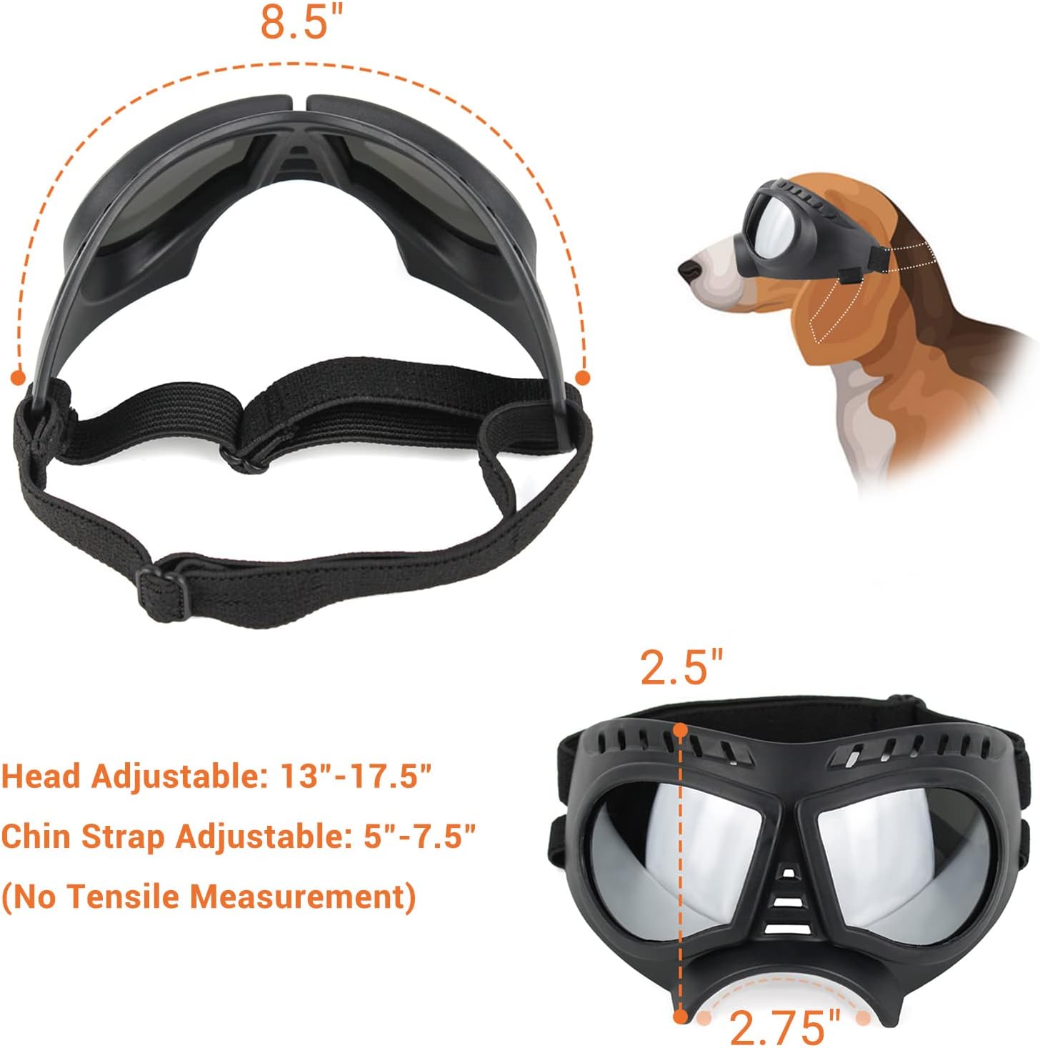 ATUBAN Dog Goggles Big Area Dog Sunglasse,Large Breed Windproof Snowproof Eye Protection Dog Glasses for Outdoor Driving Cycling
