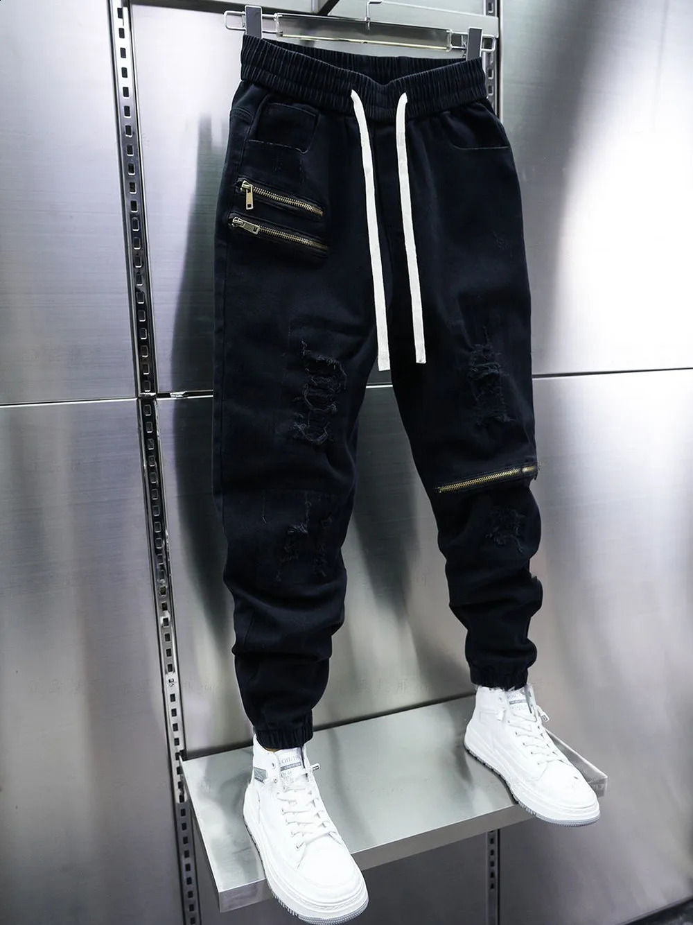 Multi zipper hip-hop sports pants fashionable street harem pants high-quality mens clothing 240909 w250430