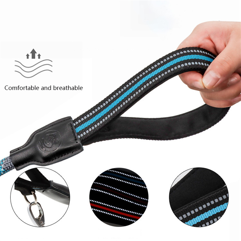 Reflective Nylon Dog Leash,1.5m/2m/3m/5m Long Round Dog Leash with Thick Handle & Swivel Hook To Prevent Entanglement Pet Leash