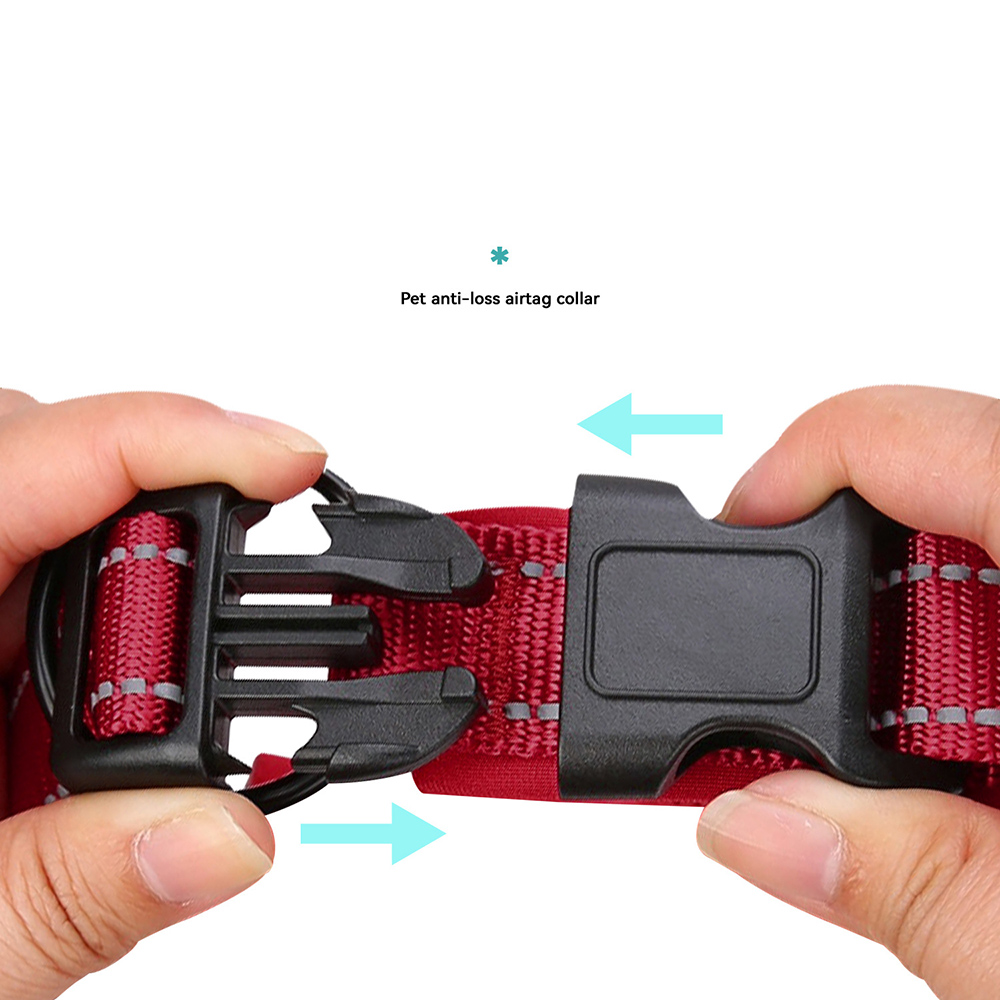 Nylon Reflective Dog Collar Adjustable Medium To Large Pet Collar with Neoprene Lining and Alloy Ring Dog Collar Dog Accessories