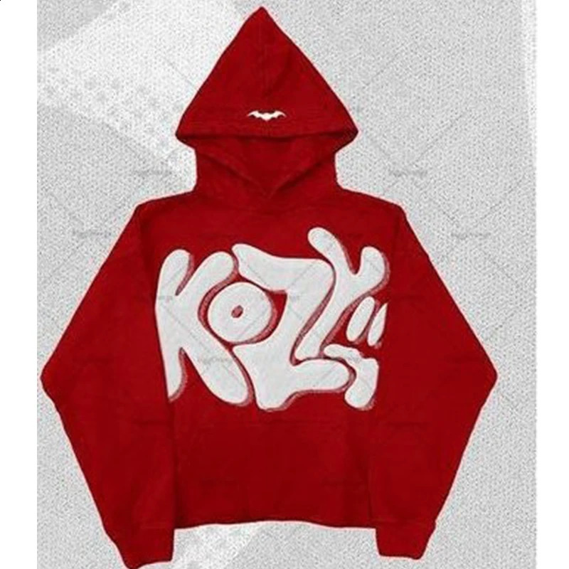 Y2k traf printed stitch letters European and American style casual dark tops for men and women street printing loose hooded swea 240910