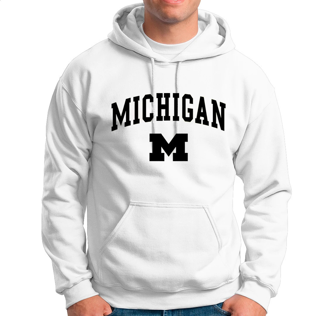Michigan letter printing hooded sweatshirt for autumn and winter unisex casual student fashion couple 240911