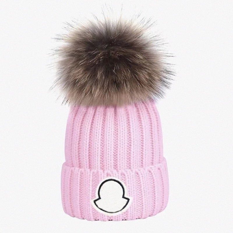 Designer Winter Knitted Beanie Woolen Hat Women Chunky Knit Thick Warm Faux Fur Pom Beanies Hats Female Bonnet Beanie Caps colorfull Hats Q2Se#