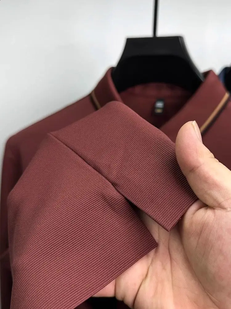 2024Highend Mens POLO Shirt Autumn And Winter item Exquisite Printed Ice silk Long sleeve Fashionable lapel Menswear 240911